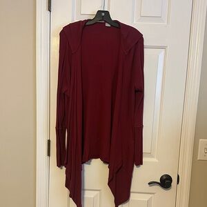 Chico's Deep Red Hooded Cardigan
